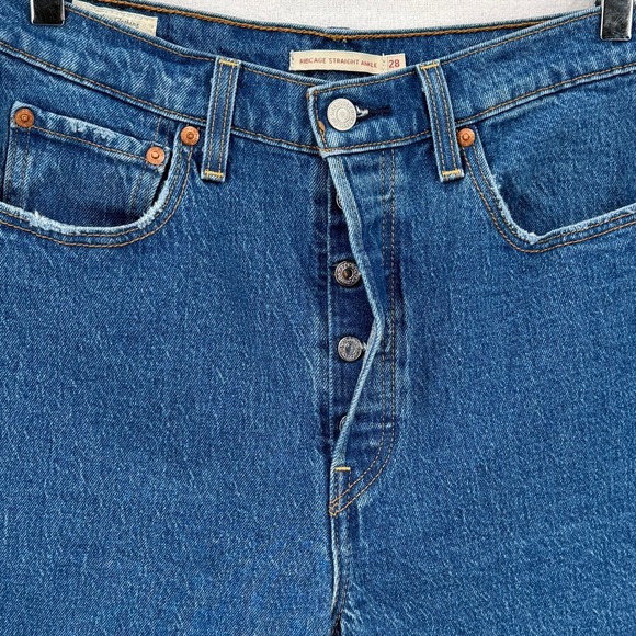 LEVIS Ribcage Straight Ankle Jeans Womens 28 Jazz Pop Medium Wash Denim - Picture 13 of 16